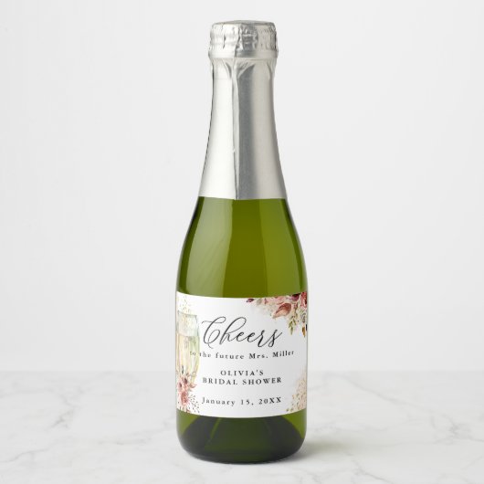 Bruidsmeisjes Bruiloft Glazen Sparkling Wine Roest Sparkling Wijnetiket (Voorkant)