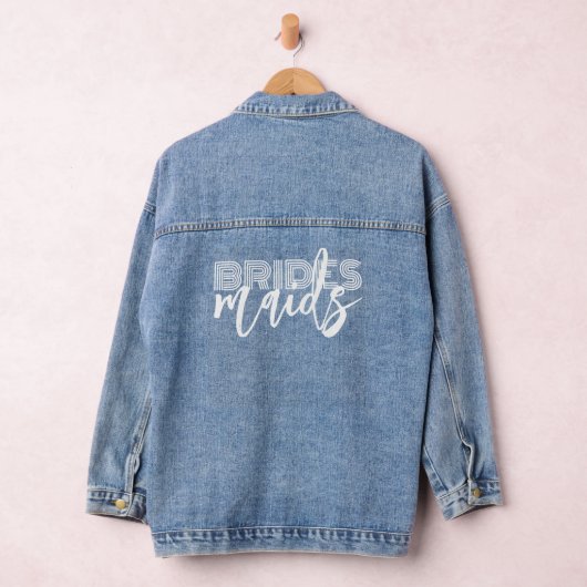 Bruidsmeisjes Custom White Script Typografie Denim Jacket (Hangar)