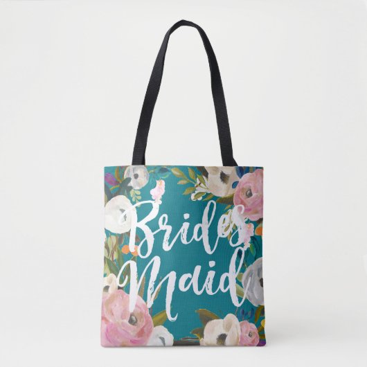 Bruidsmeisjes geborsteld bloemstuk bruiloft tote bag (Voorkant)