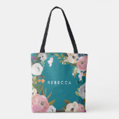 Bruidsmeisjes geborsteld bloemstuk bruiloft tote bag (Achterkant)