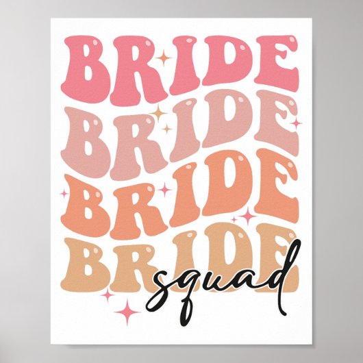 Bruidsmeisjes Groovy Thema Bruidsfeest Bruidsvluch Poster (Voorkant)