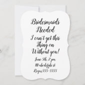 Bruidsmeisjes nodig, leuk korset grappig kaart (Achterkant)