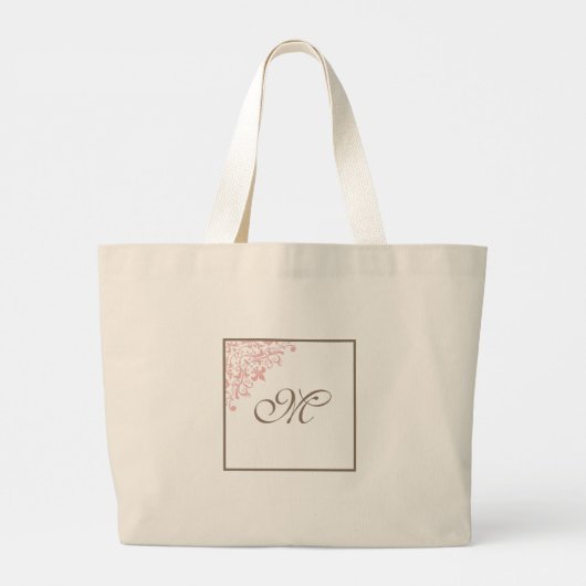 Bruidsmeisjes Roze Franse Fleur de Lis Monogram Grote Tote Bag (Achterkant)