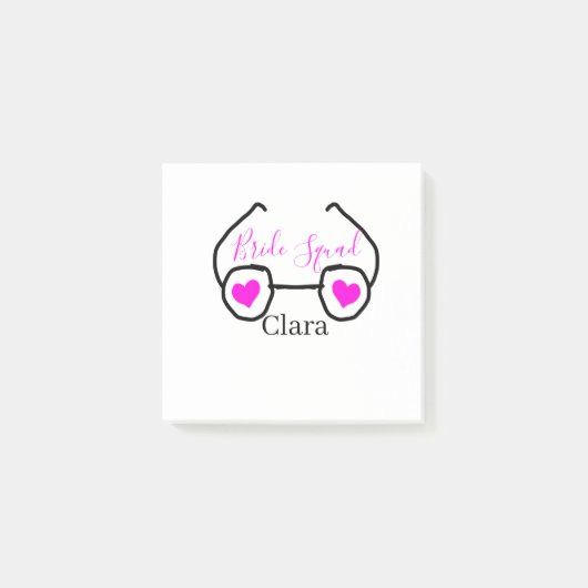 Bruidsmeisjes roze zwarte duikbril hart bruidsmeis post-it® notes (Voorkant)