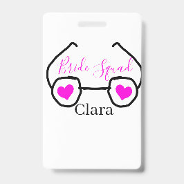 Bruidsmeisjes roze zwarte zwembril hart bruidsmeis badge