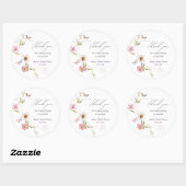 Bruidsmeisjesborrel met krans van wilde bloemen ronde sticker (Vel)