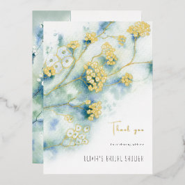 Bruidsmeisjesfeest Bedankkaart Kleine Witte Bloeme Folie Uitnodiging