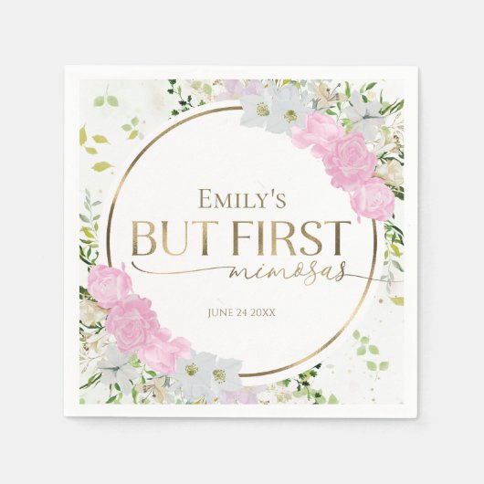 Bruidsmeisjesfeest met wilde bloemen en eerst mimo servet (Voorkant)