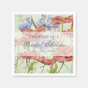 Bruidsmeisjesfeest met wilde bloemenweide klaproze servet