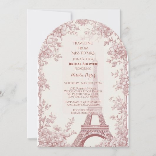 Bruidsmeisjesfeest Miss tot Mrs Paris Shabby Chic  Kaart (Voorkant)