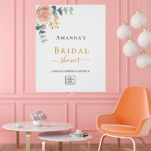 Bruidsmeisjesfeest roze goud bloemige eucalyptus perfect poster