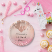 Bruidsmeisjesfeest roze goud roze glitters naam papieren bordje (Feest)