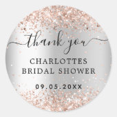 Bruidsmeisjesfeest zilver roosgoud dank je wel  ronde sticker (Voorkant)