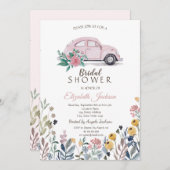 Bruidsmeubel Roze Auto Bruiloft Kaart (Voorkant / Achterkant)