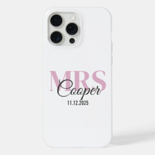 Bruidsnaam met trouwdatum Crimson Light Pink Pip iPhone 15 Pro Max Hoesje
