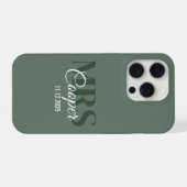 Bruidsnaam met trouwdatum Ivoren kleur tekst iPhone Hoesje (Achterkant horizontaal)