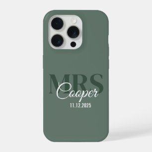 Bruidsnaam met trouwdatum Ivoren kleur tekst iPhone 15 Pro Hoesje