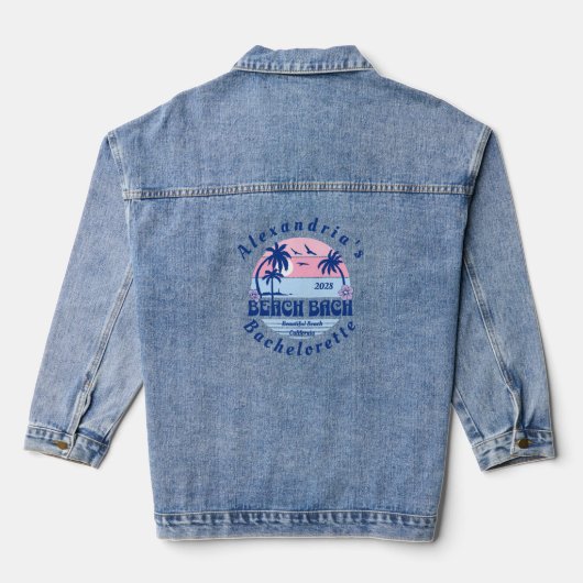 Bruidsnaam Strand Bruidsfeest Matchende Denim Jacket (Achterkant)