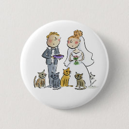 Bruidspaar Katten Papier Onderzetter Ronde Button 5,7 Cm