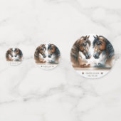 Bruidspaar Monogram Bruine Paarden Confetti (Voorkanten)