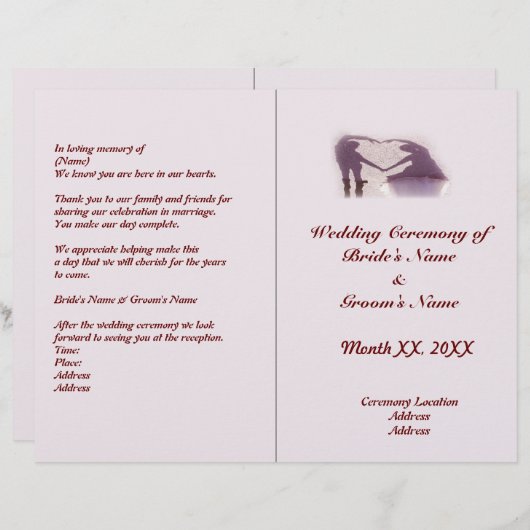 Bruidspaar Silhouet Hart in Zand Bruiloft (Voorkant / Achterkant)