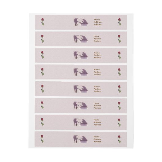 Bruidspaar Silhouet Hart in Zand Bruiloft Adreslabel Wikkel (Vel)