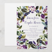Bruidspaar Uitnodiging voor Trouwfeest met Bladgro (Voorkant / Achterkant)