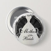 bruidspartij  | Zwarte, witte en zilveraccenten Ronde Button 7,6 Cm (Voorkant /achterkant)