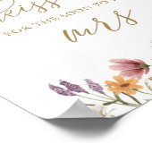 Bruidspeelbord 'Raad hoeveel kusjes' met wilde blo Poster (Hoek)