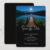 Bruidspier onder een volle maan save the date (Voorkant / Achterkant)