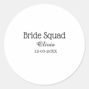Bruidsploeg bruidsmeisje voeg naam toe vrijgezelle ronde sticker