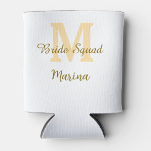 Bruidsploeg monogram gouden bruidsdouche eenvoudig blikjeskoeler