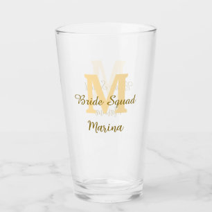 Bruidsploeg monogram gouden bruidsdouche eenvoudig glas