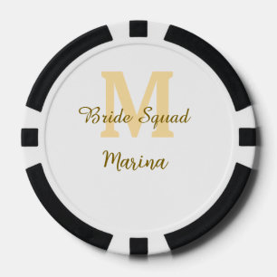 Bruidsploeg monogram gouden bruidsdouche eenvoudig poker chips