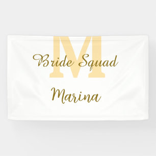 Bruidsploeg monogram gouden bruidsdouche eenvoudig spandoek