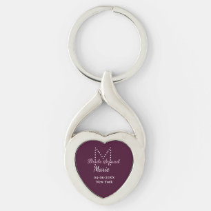 Bruidsploeg naam monogram bruidsmeisje mauve sleutelhanger