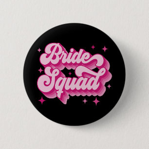 Bruidsploeg Retro Bruiloft Bruidsfeest Jonggezelle Ronde Button 5,7 Cm