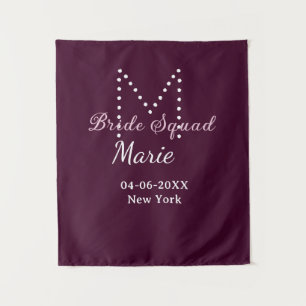 Bruidsploeg voeg naam monogram bruidsmeisje mauve wandkleed