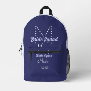 Bruidsploeg voeg naam monogram bruidsmeisje paars bedrukte rugzak