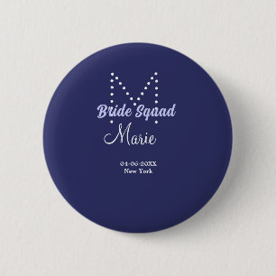 Bruidsploeg voeg naam monogram bruidsmeisje paars ronde button 5,7 cm