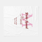 Bruidsploeg voeg naam monogram bruidsmeisje roze d fleece deken (Voorkant (Horizontaal))
