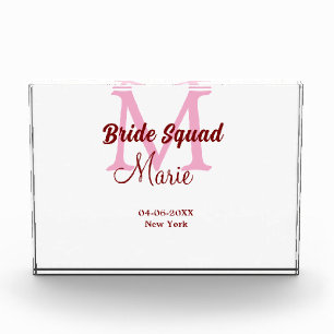 Bruidsploeg voeg naam monogram bruidsmeisje roze d fotoblokken