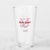 Bruidsploeg voeg naam monogram bruidsmeisje roze d glas (Achterkant)