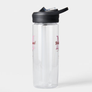 Bruidsploeg voeg naam monogram bruidsmeisje roze d waterfles