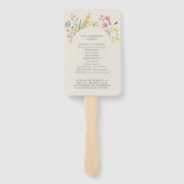 Bruidsprogramma handventilator met wilde bloemen handwaaier (Achterkant)