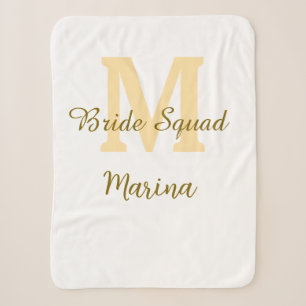 Bruidsquadre monogram gouden bruiloft eenvoudig sherpa deken