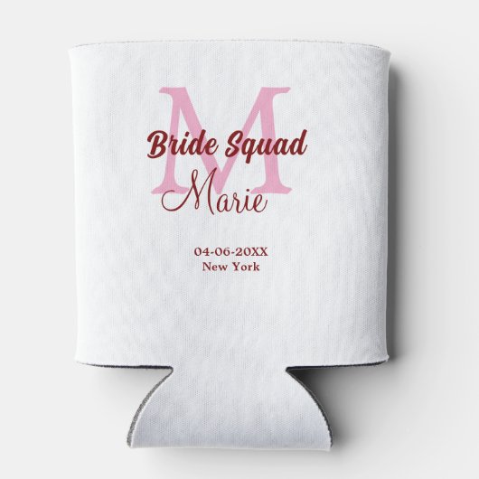 Bruidsquadron naam monogram bruidsmeisje roze datu blikjeskoeler (Achterkant)