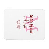 Bruidsquadron naam monogram bruidsmeisje roze datu magneet (Horizontaal)