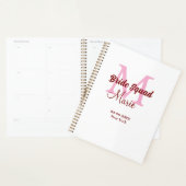 Bruidsquadron naam monogram bruidsmeisje roze datu planner (Display)