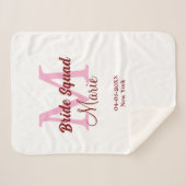 Bruidsquadron naam monogram bruidsmeisje roze datu sherpa deken (Voorkant (horizontaal))